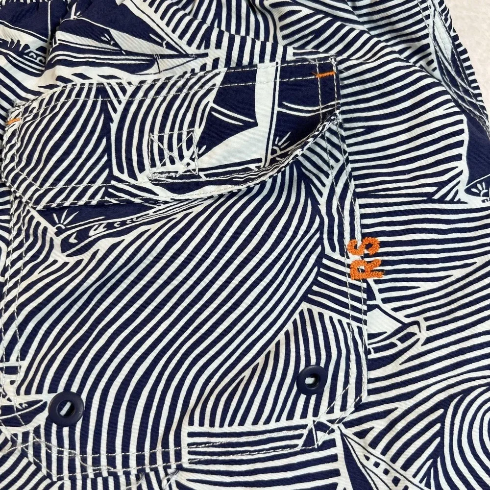 Reyn Spooner Swim Trunks Shorts Mens M‎ Blue Sailboat Nautical Lined Drawstring